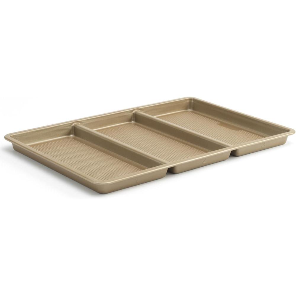 imageGoodCook BestBake Nonstick Textured Carbon Steel Cookie Sheet 11quot x 17quot Large Baking Sheet Even Heating ScratchResistant NonToxic Durable Ideal for Baking and Sheet Pan DinnersDivided Sheet Pan
