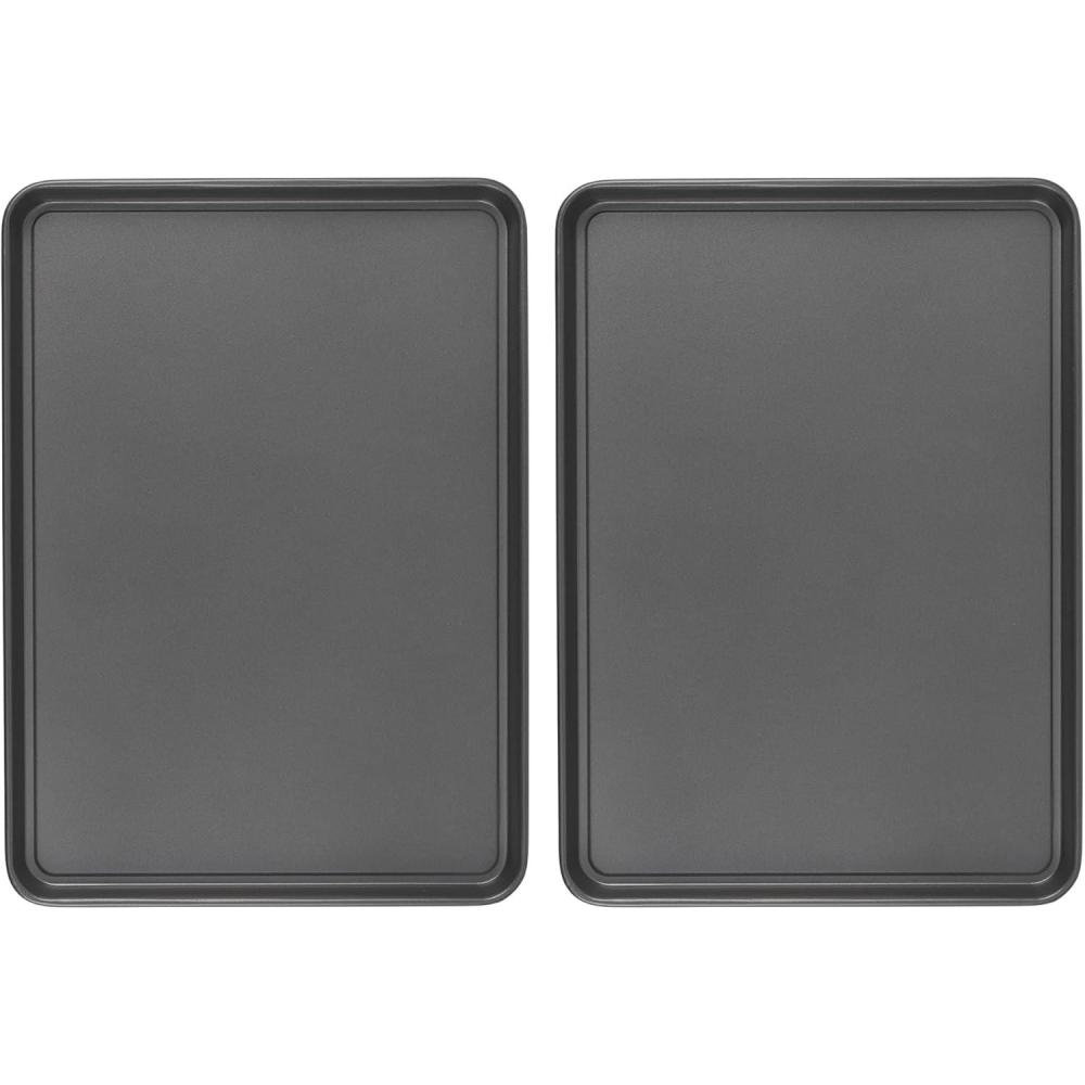 imageGoodCook Everday Nonstick Carbon Steel 15 x 21 Baking Sheet Set 2 Pack ExtraLarge Carbon Steel Cooking Pans Bakeware Set Cookie Sheets for Baking Oven Pan Set15 x 21 2Piece Set