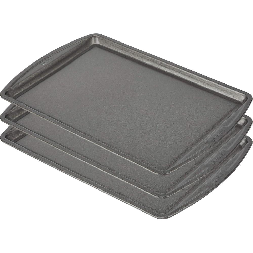 imageGoodCook Everday Nonstick Carbon Steel 15 x 21 Baking Sheet Set 2 Pack ExtraLarge Carbon Steel Cooking Pans Bakeware Set Cookie Sheets for Baking Oven Pan Set13 x 9 3Piece Set