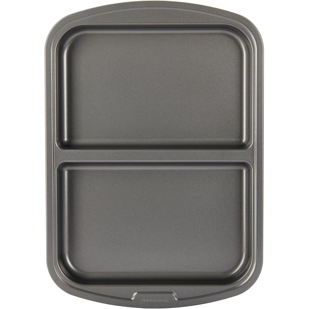 imageGoodCook Everyday Divided Baking Pan 15Inch Deep 2Section NonStick ScratchResistant Carbon Steel Construction for Meal Prepping ampamp Sheet Pan Dinners 11x15Inch Gray11x16x1Inch