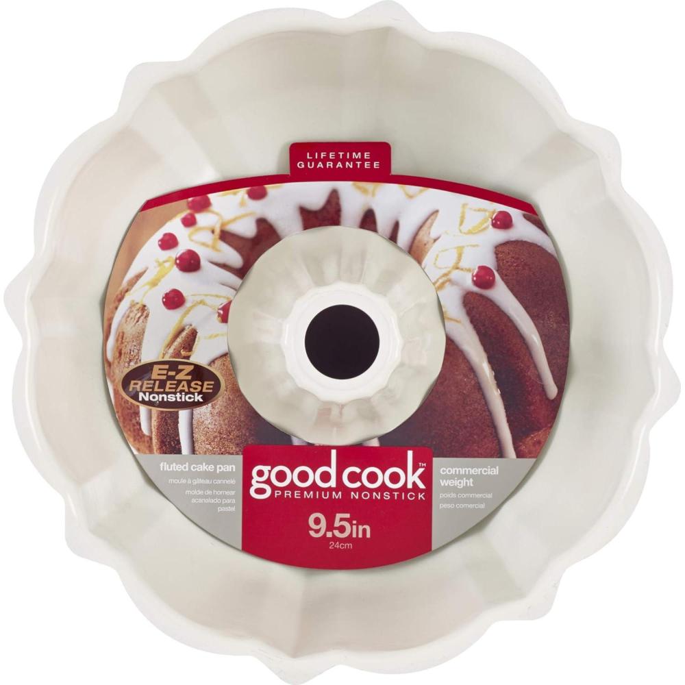imageGoodCook Everyday Nonstick Steel Fluted Tube Pan  95quot White and Red