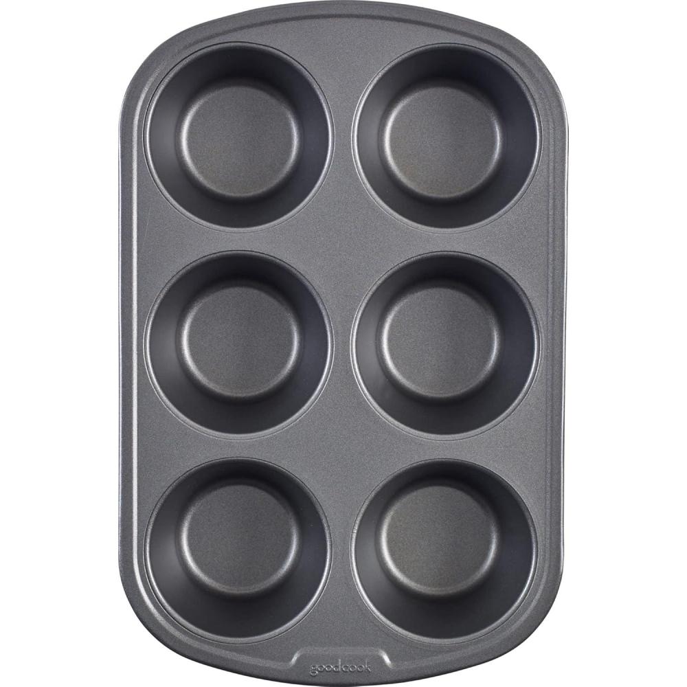 imageGoodCook Everyday Nonstick Steel Jumbo Texas Muffin Pan 6cup Gray