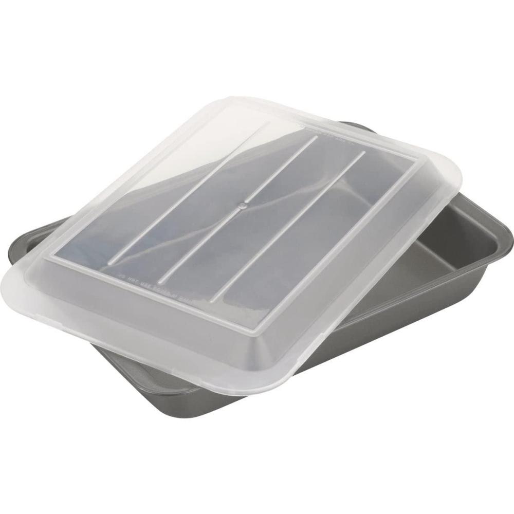 imageGoodCook Everyday Nonstick Steel Oblong Pan with Lid 9quot x 13quot Gray