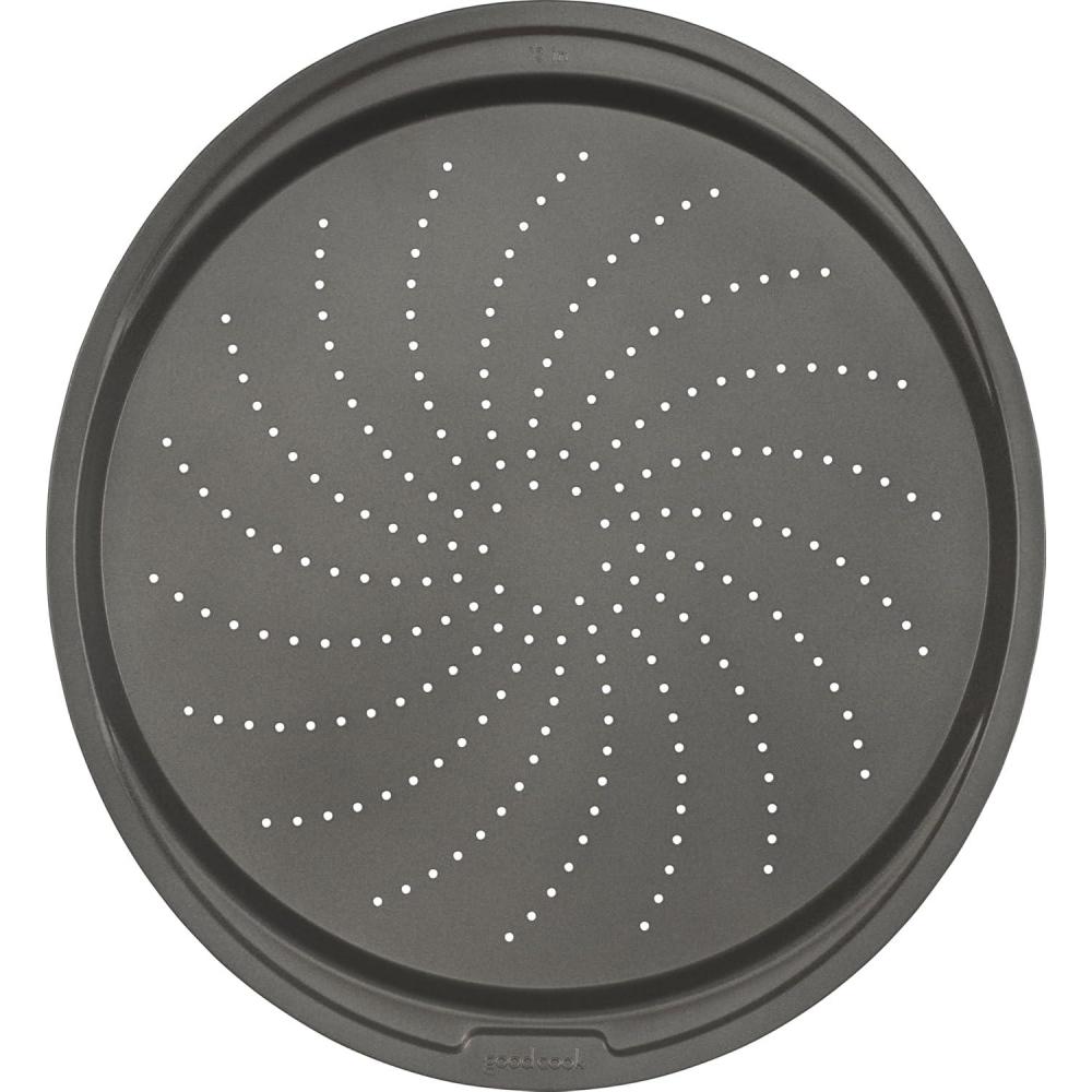 imageGoodCook Everyday Set of 2 Nonstick Steel 10quot Personal Pizza Pans Set Gray13Inch