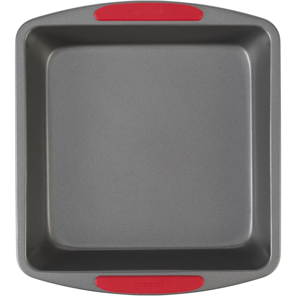 imageGoodCook MegaGrip Baking Pan with Silicone Grip Handles Square NonStick HeavyGauge Steel Cake Pan Baking Dish for Brownies Bread Cake Baked Goods ampamp More Dishwasher Safe 8x8Inch