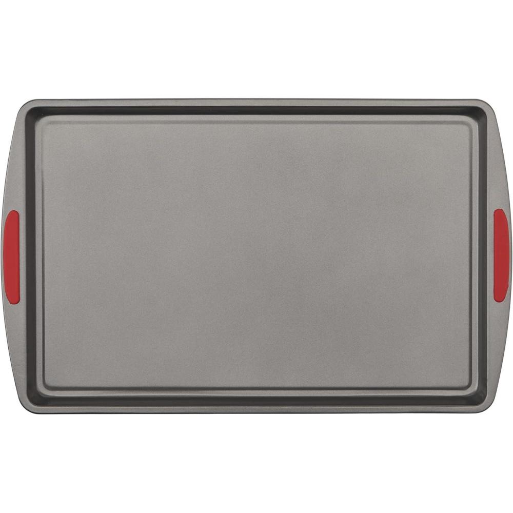 imageGoodCook MegaGrip Set of 3 Nonstick Steel Multipurpose Cookie Sheets with Silicone Grip Handles Gray17 x 11Inch