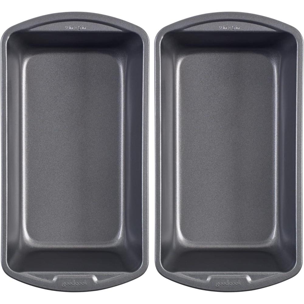 imageGoodCook Nonstick Loaf Pan 9 x 5Inch HeavyDuty Steel Bakeware with EasyClean NonStick Coating Oven ampamp Dishwasher Safe Pan for Meatloaf Breads Lasagnas Casseroles ampamp More Set of 2 Gray1