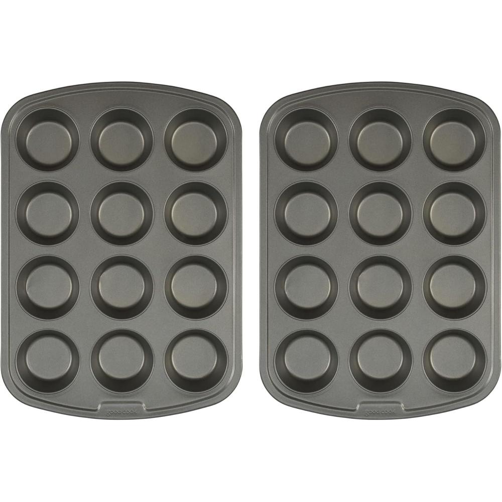 imageGoodCook Nonstick Steel 12Cup Muffin Pan Gray Set of 2