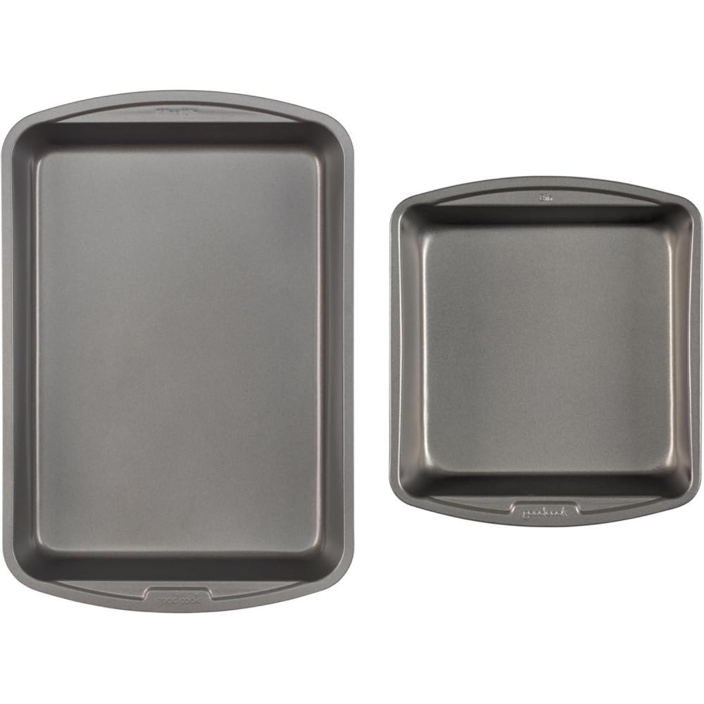imageGoodCook Nonstick Steel 8quot x 8quot and 13quot x 9quot Baking Pan Set Gray