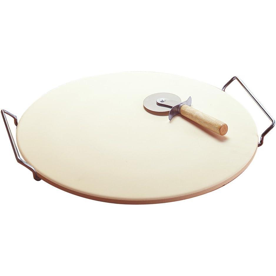 imageGoodCook Oven to Table Ceramic Stoneware Pizza Stone with Metal Rack 1475quot White