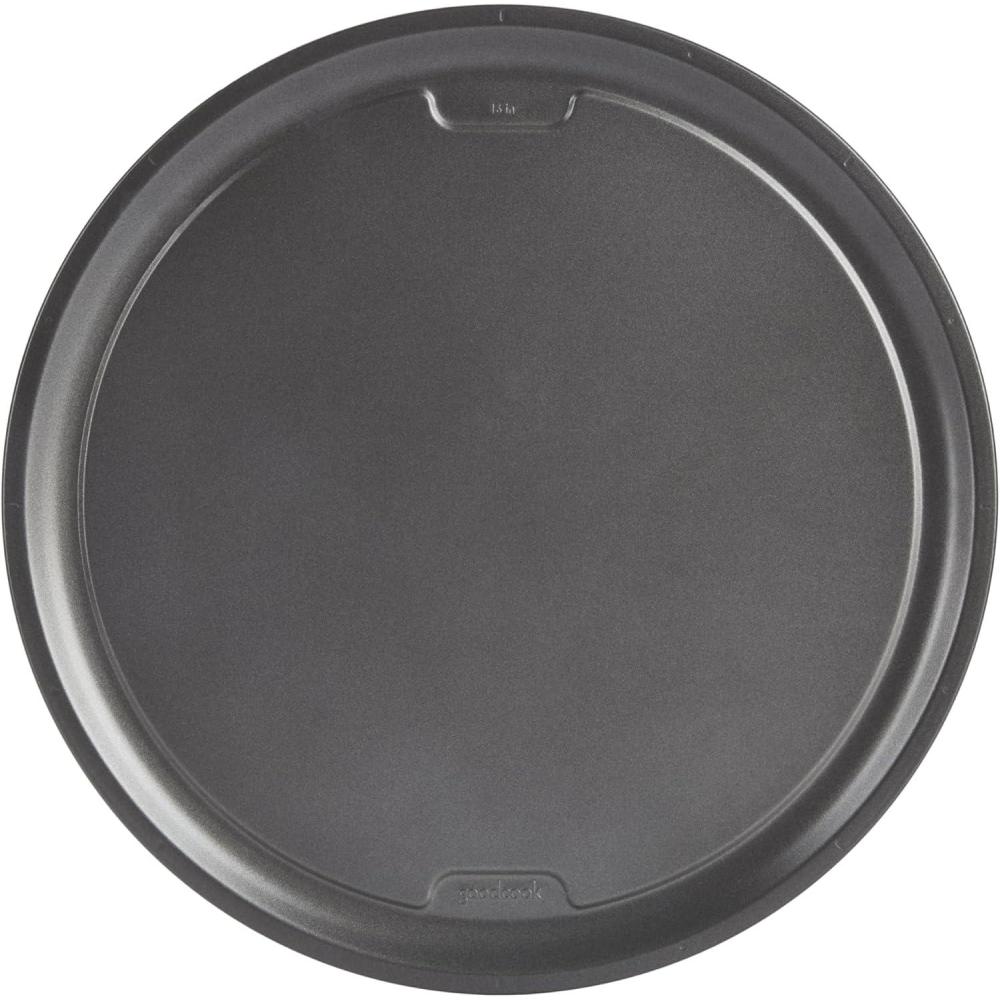 imageGoodCook PRO Pizza Pan Nonstick Warp ampamp ScratchResistant DishwasherSafe Carbon Steel Construction for Even Baking Oven Safe to 480F 16Inch Gray