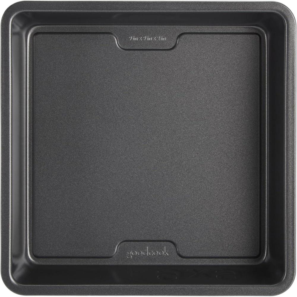 imageGoodCook PRO Square Cake Pan Nonstick Warp ampamp ScratchResistant DishwasherSafe Carbon Steel Construction for Even Baking Oven Safe to 480F 9 x 9Inch Gray