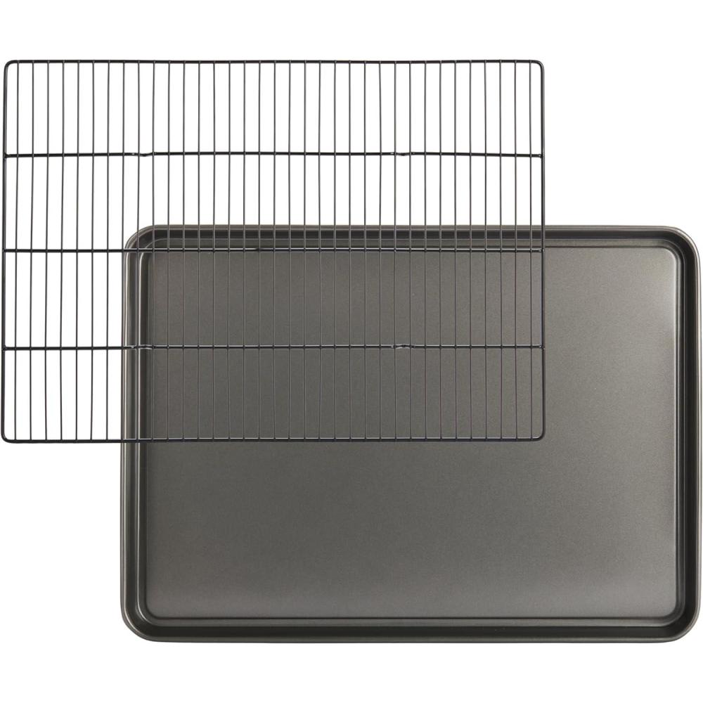 imageGoodCook Set of 2 Everyday Nonstick XL Cookie Sheet and XL Cooling Grid Gray