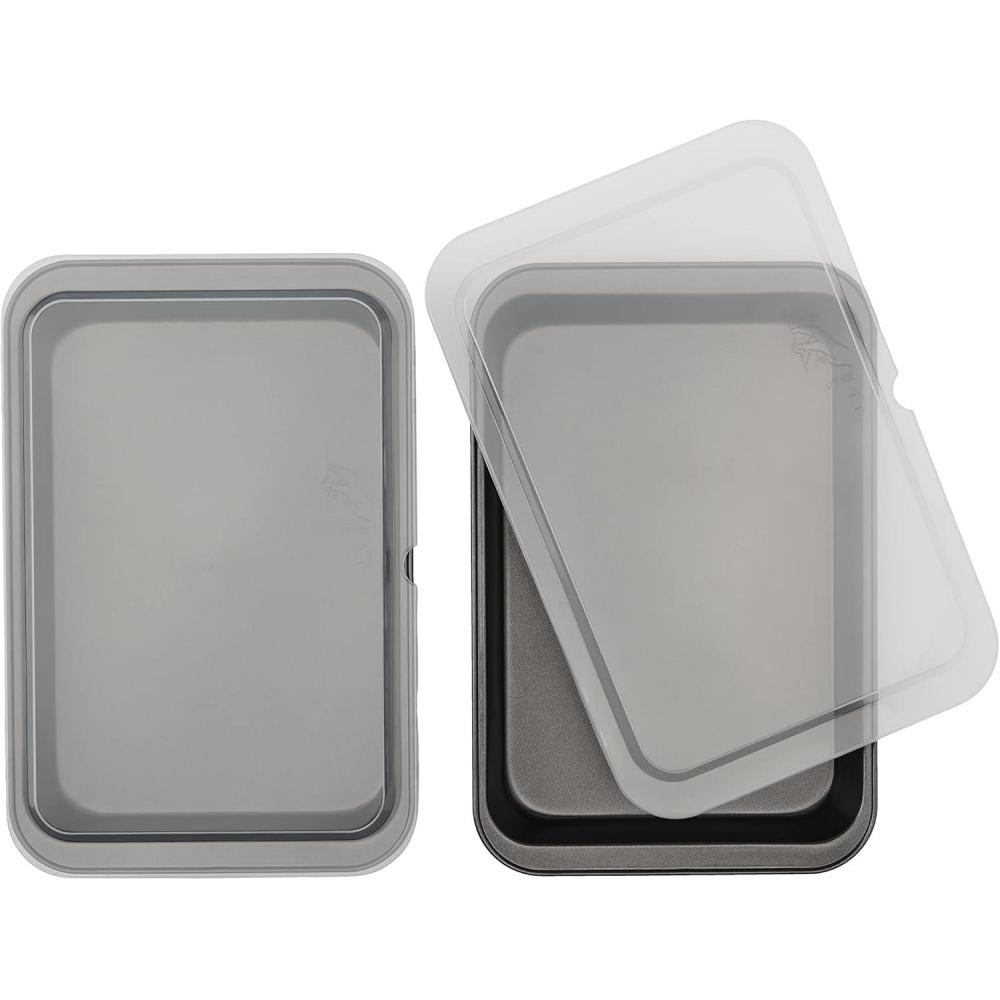 imageGoodCook Set of 2 Nonstick Steel 13quot x 9quot Cake Baking Pans with Covers Gray