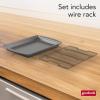 GoodCook 15” x 10.5” Nonstick Carbon Steel Baking Pan & Raised Wire Rack – Pizza Crisper, Crispy Bacon, Multipurpose Cooking Sheet Pan, Cooling Rack, Kitchen Cookware Set, Dishwasher Safe(15×10.5)