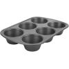 GoodCook Everyday Nonstick Steel Jumbo Texas Muffin Pan, 6-cup, Gray