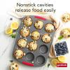 GoodCook MegaGrip 12-Cup Muffin Pan with Silicone Grip Handles Perfect for Cupcakes Durable Heavy-Gauge Steel Construction Scratch-Resistant Nonstick Coating, 15.5×10.5-Inch, Gray(12-Cup)