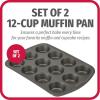 GoodCook Nonstick Steel 12-Cup Muffin Pan, Gray, Set of 2
