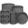 GoodCook 4-Piece Nonstick Steel Toaster Oven Set with Sheet Pan, Rack, Cake Pan, and Muffin Pan, Gray, 4-Piece Set Distributes Heat Evenly, Nonstick Coating, Dishwasher-Safe(5-Piece)