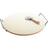 GoodCook Oven to Table Ceramic Stoneware Pizza Stone with Metal Rack, 14.75″, White