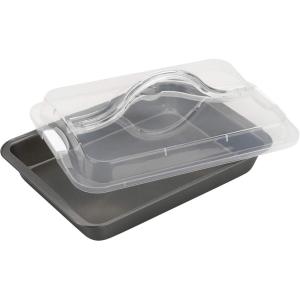 GoodCook 11″ x 7″ Nonstick Steel Cake Baking Pan, Multipurpose Nonstick Baking Pan for Brownies, Biscuits, and Cake, Gray(Oblong Pan)