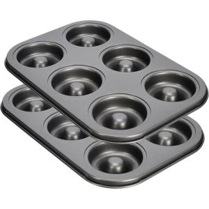 GoodCook 12-Cavity Nonstick Steel Mini Bite-Size Dessert Bar Pan, Gray(Donut Baking Pan)