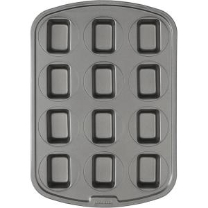 GoodCook 12-Cavity Nonstick Steel Mini Bite-Size Dessert Bar Pan, Gray(Mini Bite Size Loaf Pan)