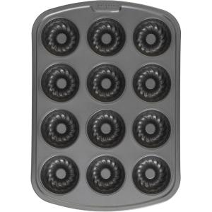 GoodCook 12-Cavity Nonstick Steel Mini Bite-Size Dessert Bar Pan, Gray(Mini Flute Cake Pan)