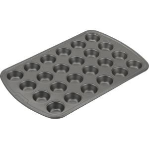 GoodCook 24-Cup Mini Nonstick Steel Muffin and Cupcake Pan, 24-Cup Bite-Size Muffin Pan with 1-7/8″ Cups, Gray