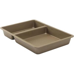 GoodCook 9×13-Inch Nonstick Divided Baking Pan – 2-in-1 Textured Oblong Scratch-Resistant Carbon Steel for Meal Prepping & Sheet-Pan Dinners(14″ x 10″ x 2″)
