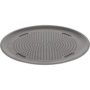 GoodCook AirPerfect 14″ Insulated Nonstick Carbon Steel Pizza Pan with Cutting Guides, Perforated Nonstick Pizza Pan, Gray(Gray)