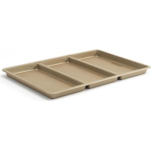 GoodCook BestBake Nonstick Textured Carbon Steel Cookie Sheet, 11″ x 17″, Large Baking Sheet, Even Heating, Scratch-Resistant, Non-Toxic, Durable, Ideal for Baking and Sheet Pan Dinners(Divided Sheet Pan)