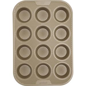 GoodCook BestBake Nonstick Textured Carbon Steel Muffin Pan, 12cp, Bronze