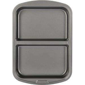 GoodCook Everyday Divided Baking Pan 1.5-Inch Deep 2-Section Non-Stick Scratch-Resistant Carbon Steel Construction for Meal Prepping & Sheet Pan Dinners, 11×15-Inch, Gray(11x16x1.5-Inch)
