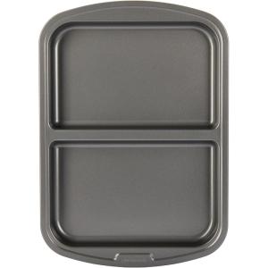 GoodCook Everyday Divided Baking Pan 1.5-Inch Deep 2-Section Non-Stick Scratch-Resistant Carbon Steel Construction for Meal Prepping & Sheet Pan Dinners, 11×15-Inch, Gray(11x16x1-Inch)