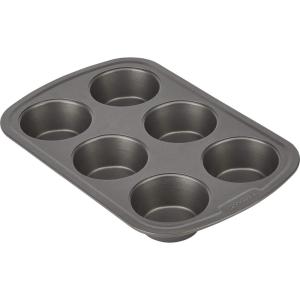 GoodCook Everyday Nonstick Steel Muffin Pan, 6 cup, Gray(6-Cup)