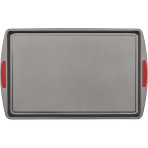 GoodCook MegaGrip Set of 3 Nonstick Steel Multipurpose Cookie Sheets with Silicone Grip Handles, Gray(17 x 11-Inch)