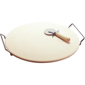 GoodCook Oven to Table Ceramic Stoneware Pizza Stone with Metal Rack, 14.75″, White