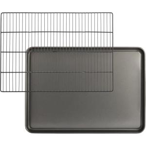 GoodCook Set of 2 Everyday Nonstick XL Cookie Sheet and XL Cooling Grid, Gray
