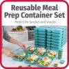 GoodCook Reusable Food Storage Container Set 2-Compartment Meal Prep Set with 50 each Containers Lids and Condiment Cups, Blue