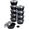 GoodCook Meal Prep Containers Set Microwave & Dishwasher-Safe Round Food Organizers with Labeled Compartments BPA-Free Food Storage Set with Snap Shut Lids Portion Control, 10-Pieces, Red(Black)