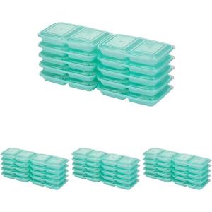 GoodCook 2-Compartment Food Storage Container Set with Snap-Shut Lids, Reusable Divided Snack Containers with Lids, Set of 10, Blue(40 Sets)
