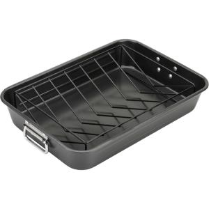 Good Cook Nonstick Extra Large Roast Pan with Rack, 17.5 x 11.75″, Gray(17.5 x 11.75″)