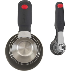 GoodCook 8-Piece Stainless Steel Measuring Cup and Spoon Set, Gray